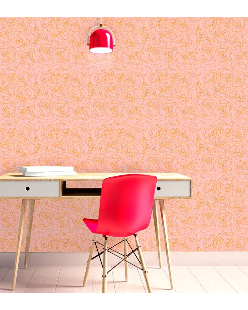 Papel de Parede Rose Gold em tons de Rosa e Amarelo - Adesivo Autocolante