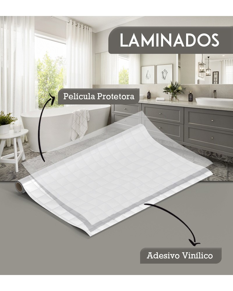 Papel de Parede Laminado para Azulejo - Pastilhas Claras
