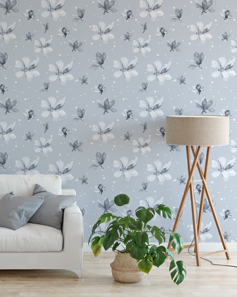 Papel de Parede Dream Flores Aquarela em Tons Neutros - Adesivo Autocolante