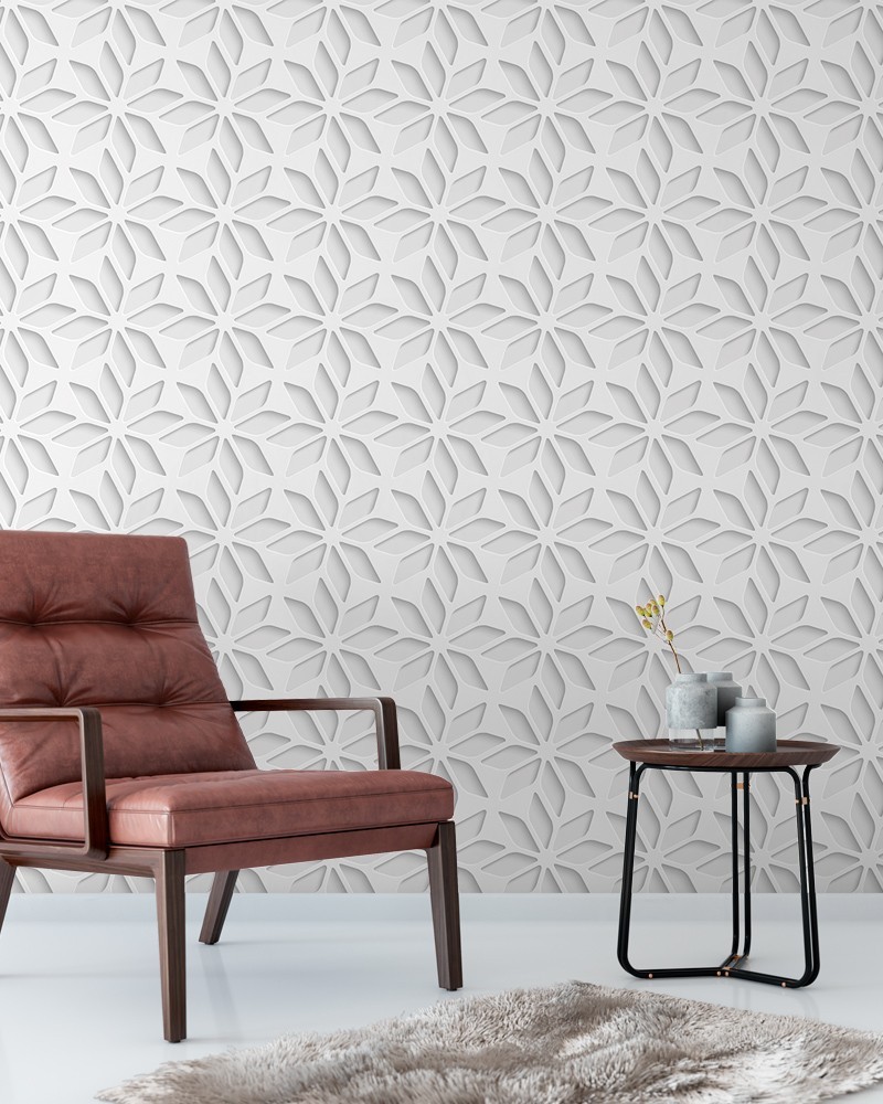 Papel de Parede 3D Flor Geométrica - Adesivo Autocolante