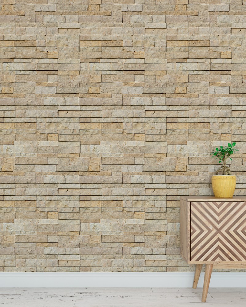 Papel de Parede  Pedras Canjiquinha Tons Amarelo Adesivo Autocolante
