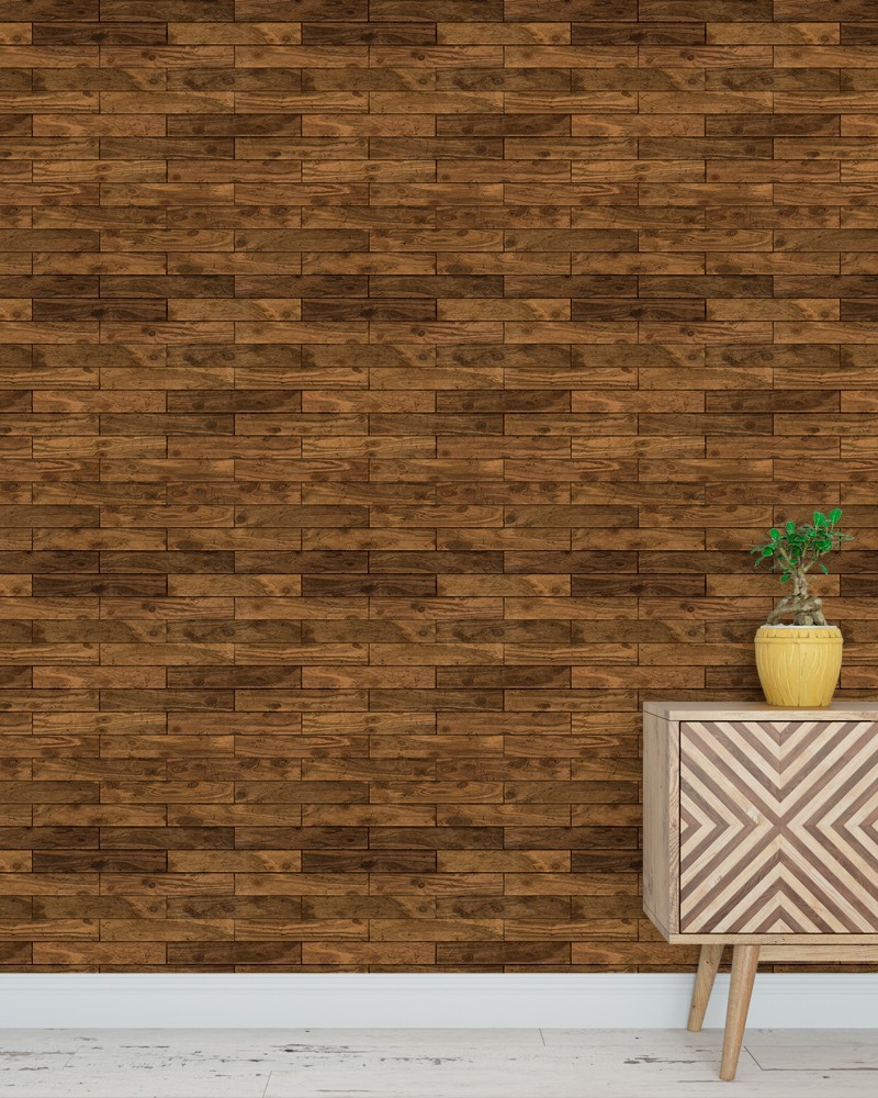 Papel de Parede Madeira Natural em Tons de Marrom Adesivo Autocolante