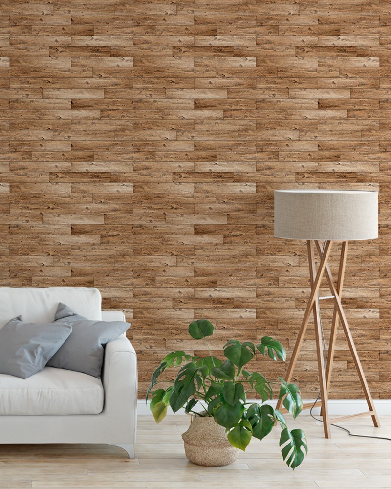 Papel de Parede Madeira Tábuas Verniz Claro Adesivo Autocolante