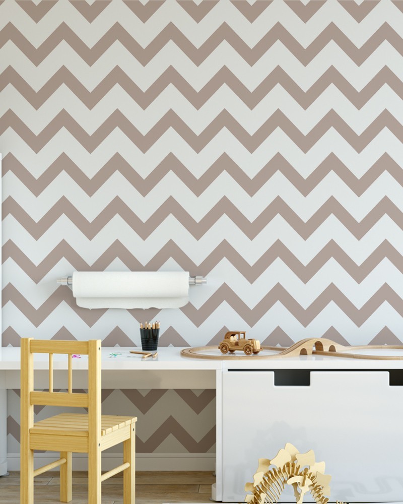 Papel de Parede Chevron Branco e Marrom - Adesivo Autocolante